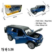 Mô Hình xe Land Rover Defender xanh tỉ lệ 1:36 Hợp kim có thể mở cửa - bánh sau chạy cót - Dài 12cm - rộng 5.5cm - cao 5cm nặng : 200gram - FULL BOX : box màu SKU : oto195 - N3-K3-T3-S1