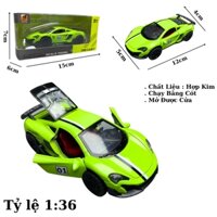 Mô Hình xe Maclaren màu xanh nõn chuối - tỉ lệ 1:36 Hợp kim có thể mở cửa - bánh sau chạy cót- Dài 12cm - rộng 5cm - cao 4cm nặng : 200gram - FULL BOX : box màu -  SKU : oto33 ( VAT : 003-01-35 ) - K66-T1-S11