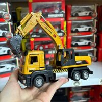 Mô Hình Xe Máy Xúc cần cẩu đầu bằng Kim Loại chống va đập, có nhạc và đèn