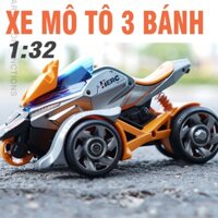 Mô hình xe mô tô 3 bánh đồ chơi trẻ em xe có âm thanh và đèn đẩy được xe nhỏ về phía trước