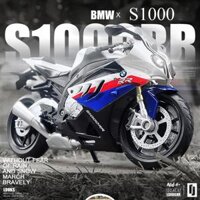 Mô hình xe mô tô BMW S1000rr bằng hợp kim nguyên khối có nhạc và đèn tỷ lệ 112