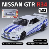 Mô hình xe Nissan GTR-R34 có âm thanh - đèn - full open tỉ lệ 1:32 Chimei model OT459
