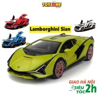 Mô hình xe ô tô Lamborghini Sian tỷ lệ 1:32 khung hợp kim mở full cửa có đèn âm thanh cót chạy đà