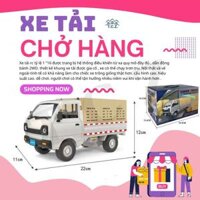 Mô Hình Xe Tải Suzuki Chạy Đà Lớp Cao Su Kèm Thùng Hàng - Đồ chơi xe ô tô bán tải chở hàng cho bé