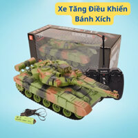 Mô hình xe tăng điều khiển từ xa bánh xích loại lớn 30cm, xe tăng điều khiển có nhạc cực chất (XJ 13 sạc)