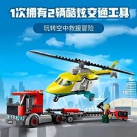 Mô hình xe vận tải trực thăng cứu hộ Đồ chơi khối xây dựng cho bé trai Tương thích với LEGO