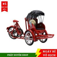 Mô Hình Xe Xích Lô Sắt kim loại - Màu Đỏ - Quà Tặng