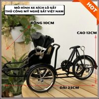 Mô Hình Xe Xích Lô Sắt Trang Trí Nhà Cửa - Size Lớn- Dài 25cm - Màu Sơn Đen Sắt Không Gỉ - Mỹ Nghệ Sắt Việt Nam