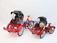 Mô Hình Xe Xích Lô Sắt Trang Trí | Size Lớn 28cm (Sơn Đỏ)
