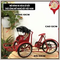 Mô hình xe xích lô sắt trang trí quà tặng đối tác bản sắc Việt Nam - Dài 25cm - Màu đỏ
