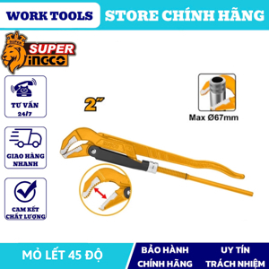 Mỏ lết 45 độ theo CN nặng của Thụy Điển 50mm INGCO HPW04023