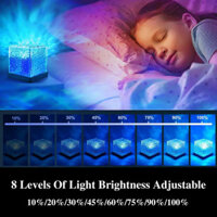 Mơ mộng| Đèn nghệ thuật độc đáo Đèn máy chiếu sóng đại dương 16 màu Đèn ngủ máy chiếu sóng đại dương có điều khiển từ xa và đế gỗ Đèn nước ngọn lửa thư giãn để trang trí nội thất