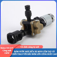 Mô tơ bơm nước máy rửa xe mini cầm tay công suất 150W động cơ RS550 21V có chổi than với bơm đầu lớn công suất cao