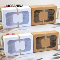 Mobanina 12 Hộp Bánh, Giấy Kraft Hình Chữ Nhật Kẹo Hộp Sô Cô La, Di Động Có Cửa Sổ PVC DIY Bánh Ngọt Bánh Cupcake Hộp Trang Trí Tiệc