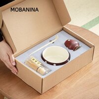Mobanina 4 Cái / bộ Bộ máy xay sinh tố Matcha Nhật Bản, Bộ máy đánh trứng Matcha tái sử dụng bằng gốm tre, Tranh tự do với bàn chải Matcha Bát cà phê Matcha