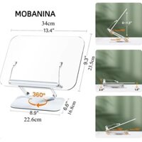Mobanina 6 Cái / bộ Giá Đọc Sách, Giá Để Đọc Acrylic Trong Suốt, 360 Chất Lượng Cao° Xoay có thể gập lại với kẹp trang đàn hồi Giá đỡ đọc sách Văn phòng trường học