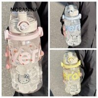 Mobanina Chai Nước, Chai Nước Giải Khát Chống Rò Rỉ, Di Động Dung Tích Lớn 850ml Thể Dục Thể Dục Ống Hút Cốc Hoạt Hình Hello Kitty Dán Cốc Nhựa Ngoài Trời