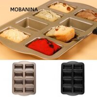 Mobanina Chảo bánh mì chuối nhỏ, Chảo lười Mini hình chữ nhật bằng thép Carbon, Khuôn nướng bánh 8 khoang chống dính có thể tái sử dụng Phụ kiện nhà bếp