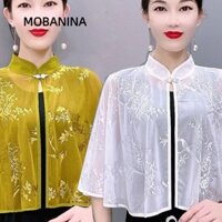 Mobanina Khăn choàng vải tuyn, Khăn choàng voan mỏng nhiều màu, Áo khoác ren mỏng Quần áo chống nắng ngắn dành cho nữ