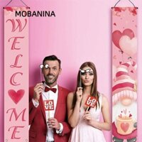 Mobanina Lễ Tình Nhân Biểu Ngữ Câu Đối, Ruy Băng Hồng Biểu Ngữ Tình Yêu, Nền Lễ Hội Treo Trang Trí Cửa Ký Ngày Lễ Đồ Trang Trí DIY