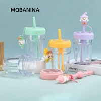 Mobanina Ống Hút Uống Cốc, Có Ống Hút Bụi Nắp Chai Nước Vịt, Kawaii Dung Tích Lớn 400ML Whey Protein Bình Lắc Đồ Uống