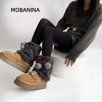 Mobanina Sang Trọng Lông Tơ Giày Bốt, Lông Dày Sang Trọng Lông Tơ Tất, Bóng Lông Ấm Áp Y2K Hàng Dệt Kim Thu Đông