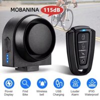 Mobanina Xe Đạp Xe Máy Báo Động, 115dB 3 Độ Nhạy Cảm Điều Khiển Từ Xa Không Dây Báo Động, Bảo Vệ An Ninh Cảm Biến Rung Chống Nước Nhỏ Gọn Chuông Xe Đạp Ngoài Trời