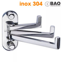 Móc Áo BN – 160 Inox 304 BAO, Móc 3 chia inox 304