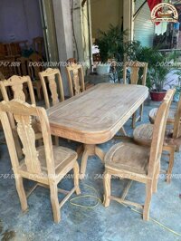 Mộc Bộ bàn Ghế Ăn Mẫu Đơn Giản giá rẻ gỗ gõ đỏ 8 ghế 1 bàn