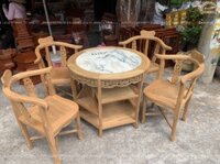 mộc bộ bàn ghế góc gỗ gụ hàng đẹp nét mặt bàn tròn