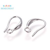 Móc bông tai bằng đồng thau BENECREAT 30 cặp có vòng ngang Bạch kim 15x8.5x2.5mm Lỗ: 1.8mm 20 Pin đo: 0.8mm