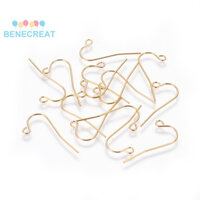 Móc bông tai bằng thép không gỉ BENECREAT 200pc 304 có vòng ngang Mạ vàng 11,5x24mm 22 Pin đo: 0,6mm