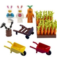 Mộc Cà Rốt Trang Trại Hạt Nhỏ Khối Xây Dựng Cảnh Mini Cây Búp Bê Xe Đẩy Tương Thích Phụ Kiện Đồ Chơi ZKRT