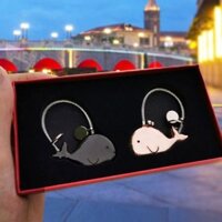 Móc Chìa Khóa Cá Voi cặp đôi cặp đôi nữ tinh tế Móc chìa khóa dễ thương Vòng nhẫn chìa khóa mặt dây chuyền