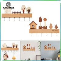 Móc chìa khóa gỗ Móc chìa khóa gỗ Giá đỡ chìa khóa treo tường cho lối vào