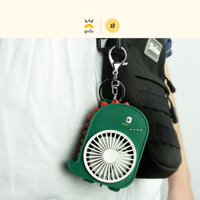 Móc chìa khóa quạt tích điện khủng long vô tri cầm tay nhỏ gọn hai mức độ gió kèm sạc tiện lợi