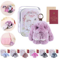 Móc Chìa Khóa trang sức Thỏ bông móc khóa chú thỏ bông dễ thương lông thú quyến rũ Búp Bê chú thỏ pompon lông mịn