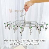 Móc chùm inox 35 kẹp không gỉ, siêu bền, móc phơi đồ cho bé