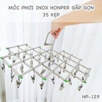 Móc chùm inox 35 kẹp không gỉ, siêu bền, móc phơi đồ cho bé