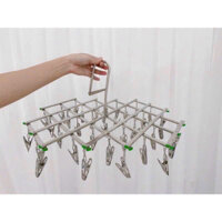 Móc chùm inox-Móc phơi đồ inox 35 kẹp không rỉ