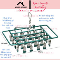 Móc Chùm Phơi Đồ Cho Bé Gấp Gọn 28 Kẹp INox Chắc Chắn Xoay Tròn 360 Độ Không Gỉ, Siêu Bền Tiện Dụng