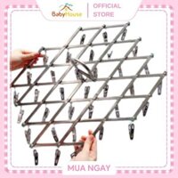 Móc Chùm Treo Quần Áo Cho Bé Móc Kẹp Inox 304 Không Gỉ Gấp Gọn Treo Vớ Móc phơi Quần Áo Cho Trẻ Sơ Sinh