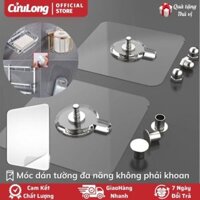Móc Dán Tường Chịu Lực Siêu Dính Chịu Lực có đinh treo đồ tranh ảnh móc kệ, miếng dán 2 mặt trong suốt móc dính treo tường đa năng