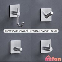 Móc Dán Tường Inox 304 Cao Cấp MIFAN - Keo 3M Siêu Dính - Treo Quần Áo, Khăn, Dụng Cụ Bếp, Đồ Nhà Tắm - Móc Inox Câu