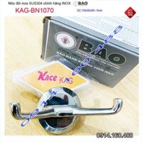Móc đôi Inox Bảo KAG-BN1070, móc 2 treo đồ nhà tắm SUS304 đế tròn thiết kế tuyệt đẹp sang trọng tinh tế đến từng chi tiế