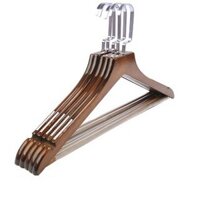 Móc gỗ nâu vai đệm thanh ngang treo quần áo 44.5cm ( bộ 10 móc )
