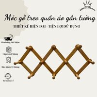 Móc gỗ treo quần áo gắn tường, móc áo gỗ treo tường 10 núm, móc gỗ đa năng kích thước nhỏ gọn tiện dụng decor hiện đại