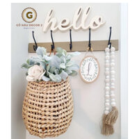 Móc gỗ treo quần áo kết hợp đồng nguyên khối và đế gỗ sồi - Gỗ Nâu