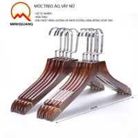 MÓC GỖ TREO QUẦN ÁO - MÓC GỖ NỮ NÂU CÓ ĐỆM - MÓC TREO QUẦN ÁO SHOP THỜI TRANG -MÓC GỖ TREO VÁY CƯỚI - inox vuông sáng bóng