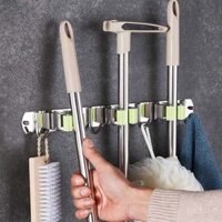Móc kẹp giữ chổi và treo đồ đa năng làm bằng inox 304, dùng keo dán hoặc vít kèm theo (Hà Nội)